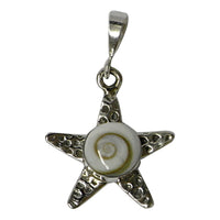 Cargar imagen en el visor de la galería, Shivaauge Anhänger seesternförmig  ca. 1,8 cm Ø Shiva-Anhänger mit 925er Sterlingsilber-Einfassung
