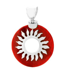 Cargar imagen en el visor de la galería, Korallenanhänger 3 cm Ø Silberanhänger Anhänger Koralle 925er Sterling Silber Damen Schmuck rund Sonne
