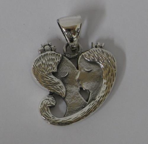 Silver pendant, loving couple, kissing heart, 925 sterling silver pendant, necklace, jewelry