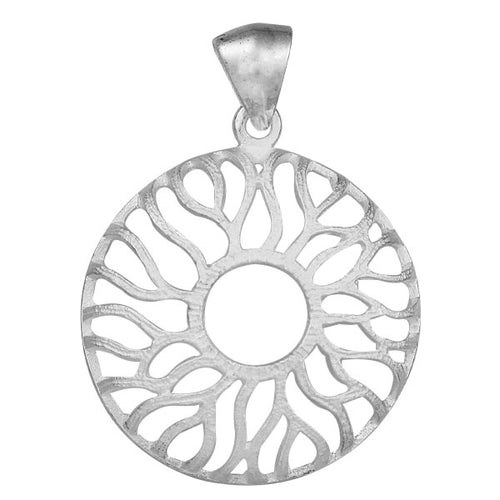 Silver pendant, flower, branches, domed, filigree pendant, 925 sterling silver necklace, women's