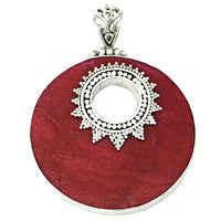 Load image into Gallery viewer, Korallenanhänger Silberanhänger Anhänger Koralle 925er Sterling Silber Damen Schmuck rund Punkte Muster 55 mm
