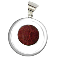 Load image into Gallery viewer, Korallenanhänger Silberanhänger Anhänger Koralle 925er Silber Damen Schmuck Rand gewölbt 36 mm
