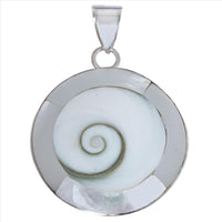 Load image into Gallery viewer, Shivaauge Perlmutt Rand 25-30 mm Silberanhänger Anhänger 925er Silber Shiva Auge Eye Damen
