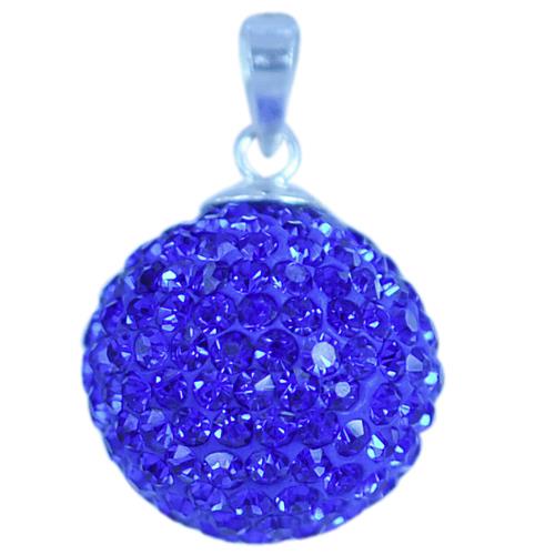 Glitzerkugel safir blau 14 mm Kristall Silberanhänger Anhänger 925er Silber Damen Glitzer Schmuck