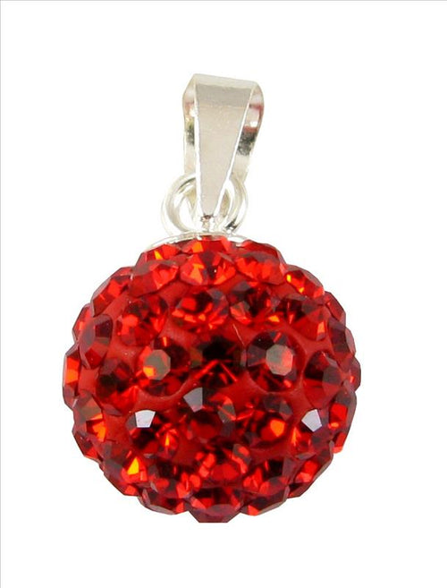 Glitter ball Light Siam red 10 mm crystal silver pendant 925 silver women's glitter jewelry