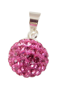 Load image into Gallery viewer, Glitzerkugel rosa 12 mm Kristall Silberanhänger Anhänger 925er Silber Damen Glitzer Schmuck
