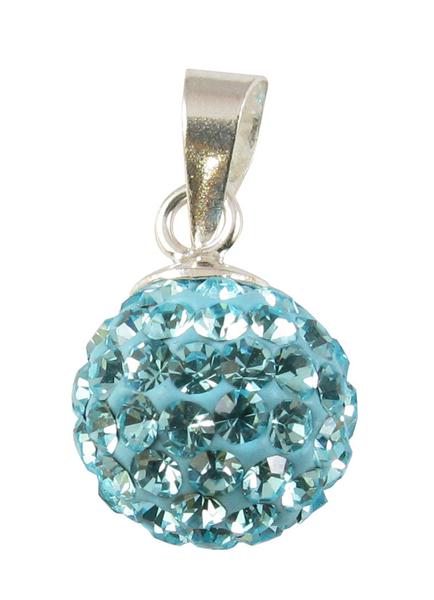 Glitzerkugel hell blau 14 mm Kristall Silberanhänger Anhänger 925er Silber Damen Glitzer Schmuck