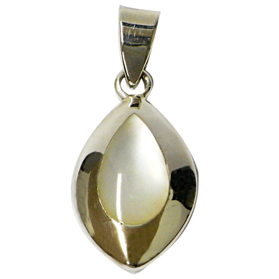 Damen Anhänger, Perlmutt-Anhänger/ Perlmutt-Muschel/ Mother of Pearl/ 925 Sterling Silber Anhänger mit Perlmutt, ca. 18 x 12 mm