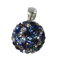 Load image into Gallery viewer, Glitzerkugel Blautöne ca.12 mm Ø Damen Anhänger Kristallkugel Fassung 925er Sterlingsilber
