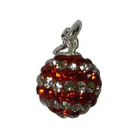 Load image into Gallery viewer, Glitzerkugel Linien ca. 10mm Ø Damen Anhänger rot weiß Kristallkugel Fassung 925er Sterlingsilber
