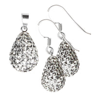 Load image into Gallery viewer, Glitzerschmuckset Birne weiß Kristall Zirkonia Anhänger Ohrringe 925er Sterling Silber Damen Schmuck
