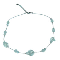 Load image into Gallery viewer, Damen Kette Achat Perlen oval gewunden Glitzer Glasperlen weiß 42- 48 cm Karabiner nickelfrei
