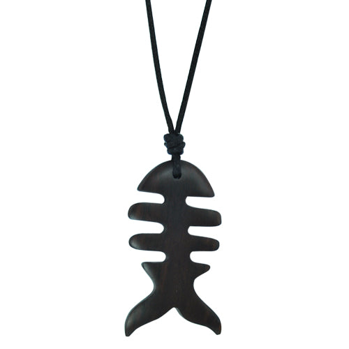 Necklace, brown, made of Sono wood, herringbone pendant, 4.8x2.5cm, adjustable cotton chain