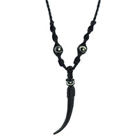 Load image into Gallery viewer, Kette, Schwarz, 48cm lang, Anhänger aus Bone, mit Knopfverschluss
