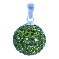 Load image into Gallery viewer, Glitzerkugel oliv grün 8 mm Kristall Silberanhänger Anhänger 925er Silber Damen Glitzer Schmuck
