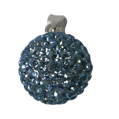 Glitzerkugel Black Diamond grau blau 8 mm Kristall Anhänger 925er Silber Damen Glitzer Schmuck