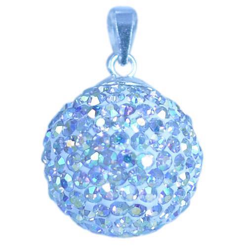 Glitzerkugel weiß bunt schillernd 12 mm Kristall Silberanhänger Anhänger 925er Silber Damen Glitzer
