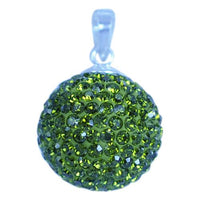 Load image into Gallery viewer, Glitzerkugel oliv grün 14 mm Kristall Silberanhänger Anhänger 925er Silber Damen Glitzer Schmuck

