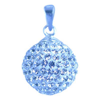 Load image into Gallery viewer, Glitzerkugel weiß 14 mm Kristall Silberanhänger Anhänger 925er Silber Damen Glitzer Schmuck
