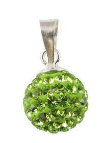 Load image into Gallery viewer, Glitzerkugel Peridot hell grün 12 mm Kristall Silberanhänger Anhänger 925er Silber Damen Glitzer
