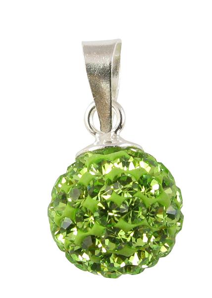 Glitzerkugel Peridot hell grün 12 mm Kristall Silberanhänger Anhänger 925er Silber Damen Glitzer