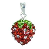 Load image into Gallery viewer, Glitzerkugel Anhänger ca. 11mm Ø Kristallerdbeere Fassung 925er Sterlingsilber Damen
