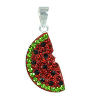 Load image into Gallery viewer, Glitzer Anhänger Kristallmelone ca. 17mm Ø Damen Schmuck Fassung 925er Sterlingsilber
