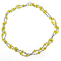 Load image into Gallery viewer, Baumwollkette, schwarze Kette aus gewachster Baumwolle mit gelben Glasperlen, handgefädelt, ca. 115cm lang
