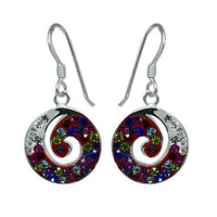 Cargar imagen en el visor de la galería, Glitzerschmuckset Kristall Zirkonia Schnecke bunt Anhänger Ohrringe 925er Sterling Silber Schmuck
