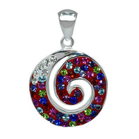 Cargar imagen en el visor de la galería, Glitzerschmuckset Kristall Zirkonia Schnecke bunt Anhänger Ohrringe 925er Sterling Silber Schmuck
