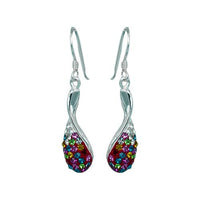 Cargar imagen en el visor de la galería, Glitzerschmuckset Kristall Zirkonia Tropfen bunt Anhänger Ohrringe 925er Sterling Silber Damen
