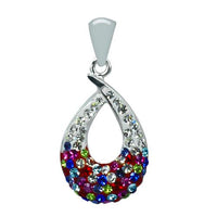 Cargar imagen en el visor de la galería, Glitzerschmuckset Kristall Zirkonia Tropfen offen bunt Anhänger Ohrstecker 925er Sterling Silber
