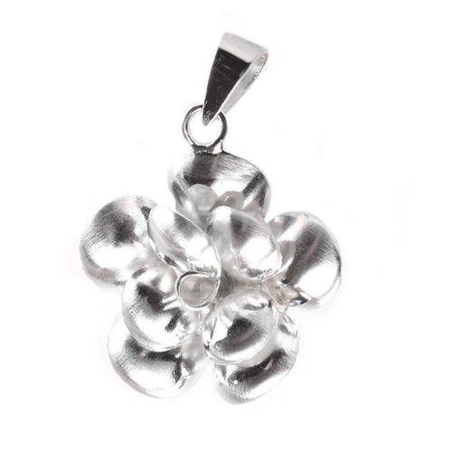 Silberanhänger Blume Rose Halbkugeln Anhänger Sterling Silber 925er Damen Schmuck