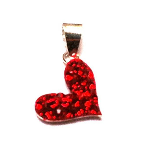 Glitter ball crystal silver pendant heart red flat 8 mm pendant 925 silver women's glitter jewelry