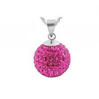 Cargar imagen en el visor de la galería, Glitzerschmuckset rosa Kristall Glitzerkugel Anhänger Ohrringe Zirkonia 925 Silber Damen Schmuck
