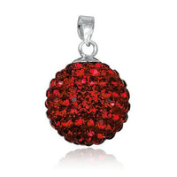 Cargar imagen en el visor de la galería, Glitzerschmuckset Rubin rot Kristall Glitzerkugel Anhänger Ohrringe Zirkonia 925er Silber Damen
