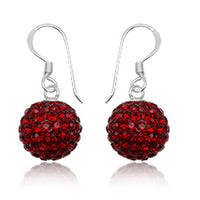 Cargar imagen en el visor de la galería, Glitzerschmuckset Rubin rot Kristall Glitzerkugel Anhänger Ohrringe Zirkonia 925er Silber Damen
