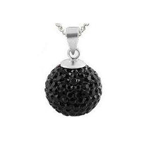 Cargar imagen en el visor de la galería, Glitzerschmuckset jet schwarz Kristall Glitzerkugel Anhänger Ohrringe Zirkonia 925 Silber Damen
