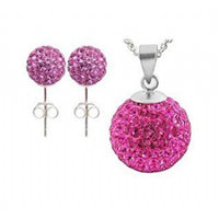 Cargar imagen en el visor de la galería, Glitzerschmuckset rosa Kristall Glitzerkugel Anhänger Ohrstecker Zirkonia 925 Silber Damen
