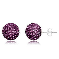 Cargar imagen en el visor de la galería, Glitzerschmuckset Amethyst lila Kristall Glitzerkugel Anhänger Ohrstecker Zirkonia 925 Silber Damen

