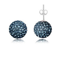 Cargar imagen en el visor de la galería, Glitzerschmuckset Black Diamond grau Kristall Glitzerkugel Anhänger Ohrstecker Zirkonia 925 Silber
