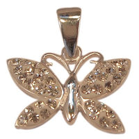 Load image into Gallery viewer, Glitzer Kristall Schmetterling weiß Silberanhänger Anhänger 925er Silber Damen Schmuck
