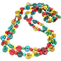 Load image into Gallery viewer, Holzkette rot gelb grün türkis Kokosholz Kette Baumwolle Holz lang Damen Schmuck
