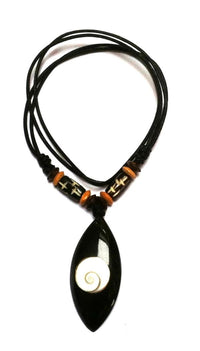 Cargar imagen en el visor de la galería, Shivaauge Kette Mandel Raisin schwarz Holzperlen Baumwolle gewachst Shiva Auge verstellbar
