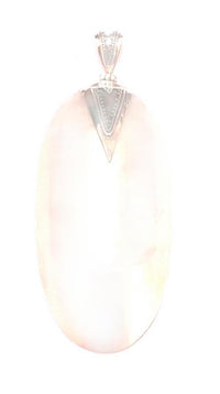 Load image into Gallery viewer, Perlmutt Anhänger 82 mm Ellipse Damenanhänger 925er Sterlingsilber Dreieck Punkte gewölbt
