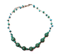 Load image into Gallery viewer, Kette Steinsplitter Perlen Howlith Damen Schmuck Türkis 42- 48 cm nickelfrei rund Streifenmuster
