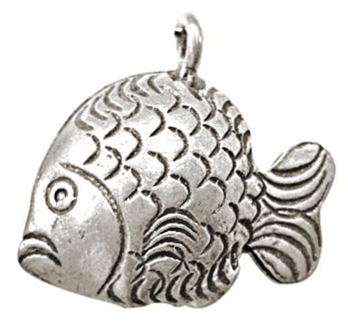 Silberanhänger Fisch Schelle Glöckchen Anhänger Sterling Silber 925er Unisex Schmuck
