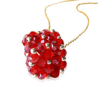 Cargar imagen en el visor de la galería, Brass Kette Glaskristalle Würfel rot facettiert silber nickelfrei Glitzer Schmuck
