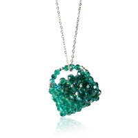 Cargar imagen en el visor de la galería, Brass Kette Glaskristalle Handtasche türkis facettiert silber nickelfrei Glitzer Schmuck
