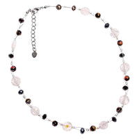 Cargar imagen en el visor de la galería, Muranoglas Glasperlen schwarz transparent Glitzer Perlen Kette Damen Schmuck 42-50 cm nickelfrei
